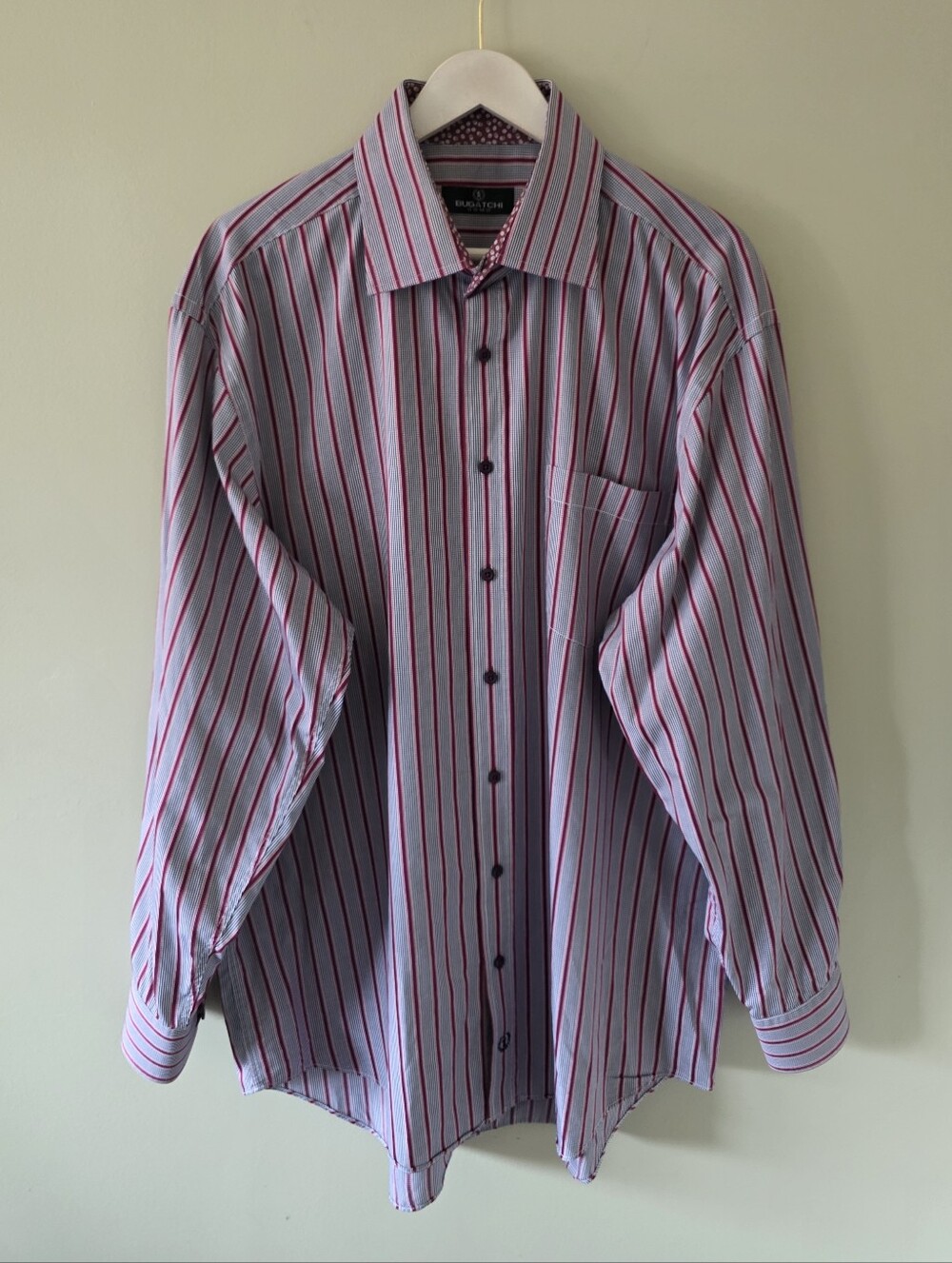 NWOT Bugatchi Uomo XXL Vertical Striped Dress Shirt Eclectic Academia Retro